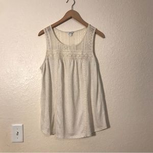 White Sonoma Embroidered Neckline Tank Top